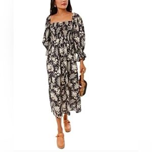 Tuckernuck Ojai Vines Hemmings Linen Dress Peasant CottageCore-Size M